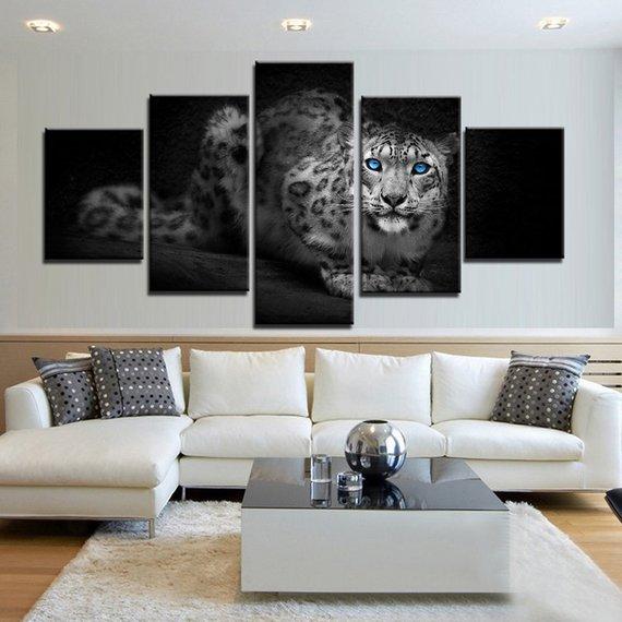 Leopard In Black And White – Animal Canvas Wall Art