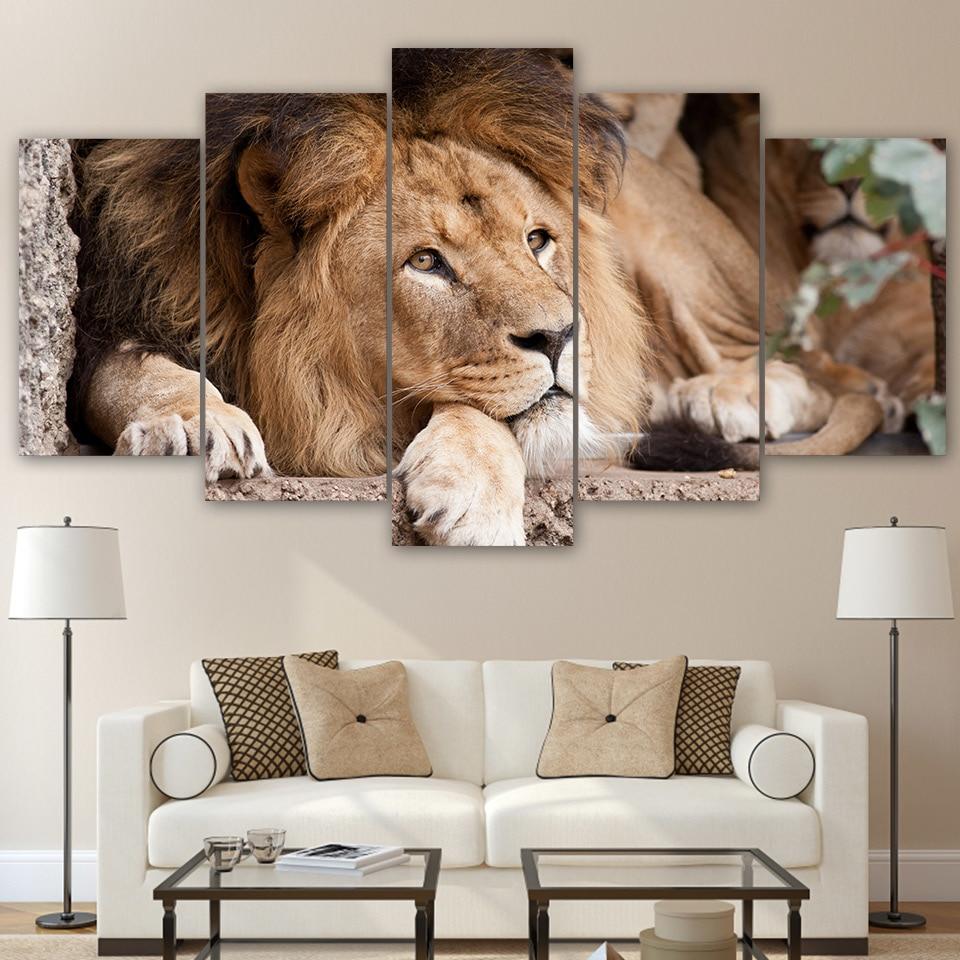 Levs Koshka Morda Griva Vzglyad Animal Canvas Wall Art