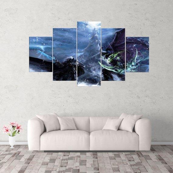 Lich King Vs Illidan World Of Warcraft – Gaming Canvas Wall Art