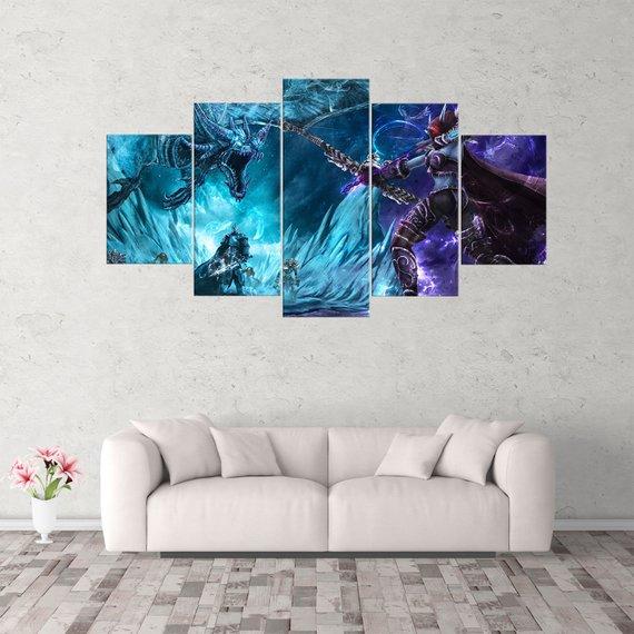Lich King Vs Sylvanas World Of Warcraft Gaming Canvas Wall Art