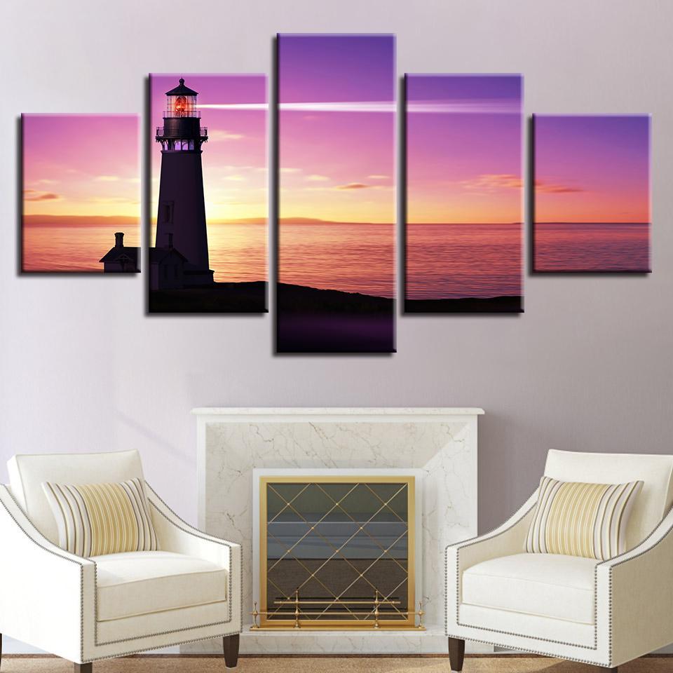Lighthouse At Sunset – Nature Canvas Wall Art