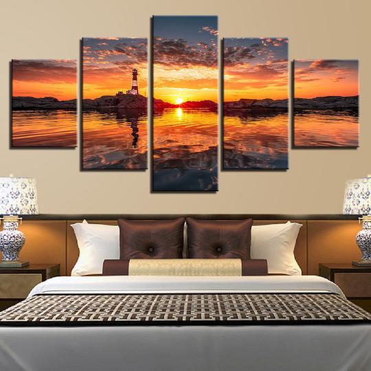 Lighthouse At Sunset – Space Canvas Wall Art