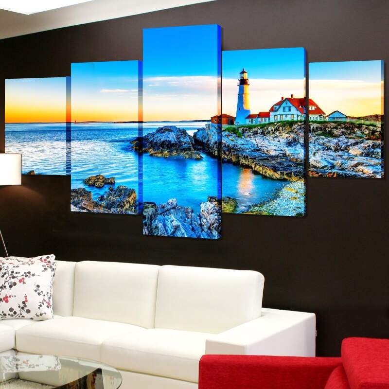 Lighthouse In The Distance – Nature Canvas Wall Art