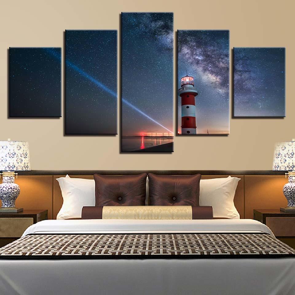 Lighthouse With Stars – Space Canvas Wall Art