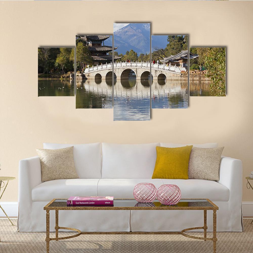 Lijiang Old Town And Jade Dragon Snow Mountain – Nature Canvas Wall Art