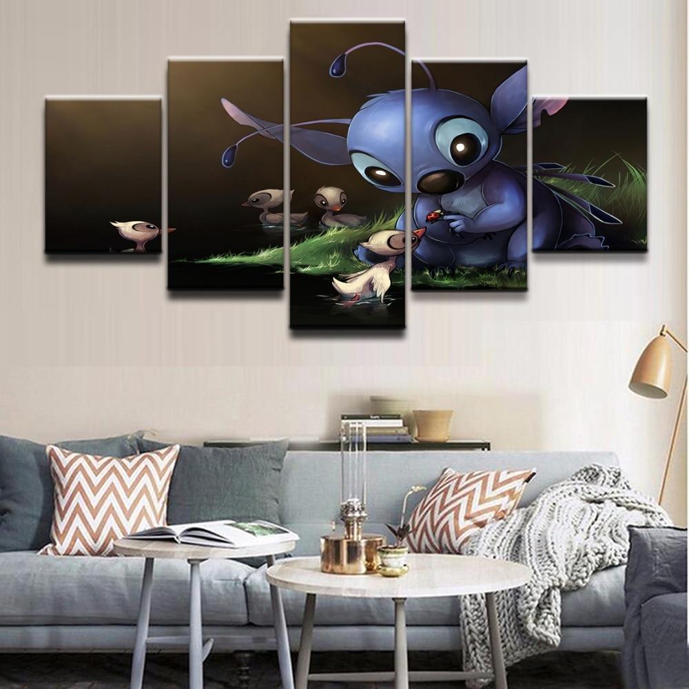 Lilo &Amp; Stitch With The Ducklings Movie – Canvas Wall Art