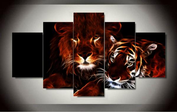 Lion And Tiger – Animal Canvas Wall Art