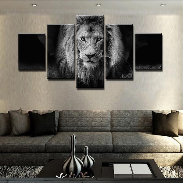 Lion Black And White Modern Animal – Canvas Wall Art