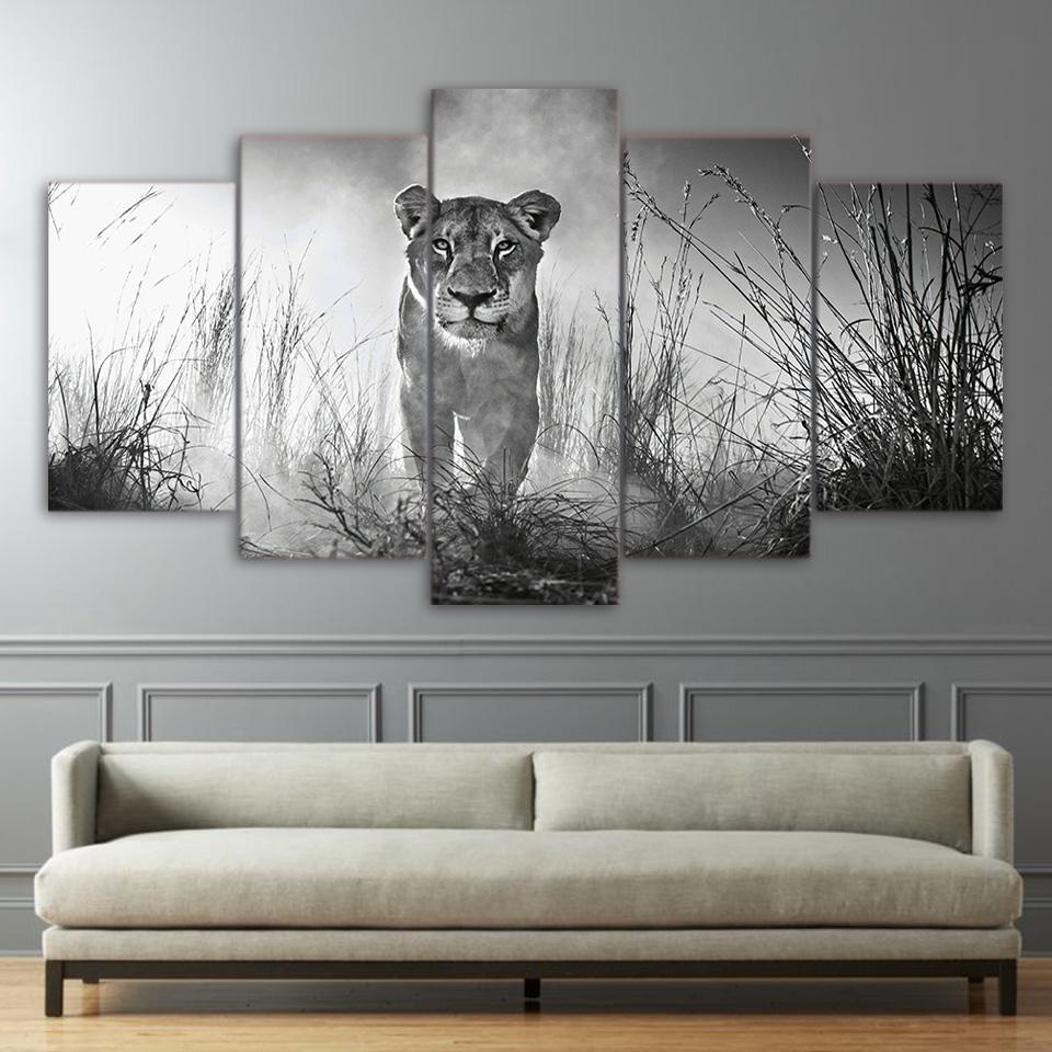 Lion Black White – Animal Canvas Wall Art