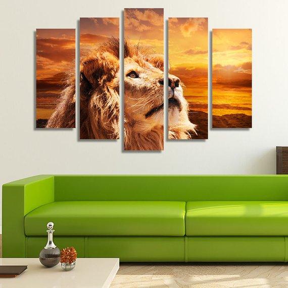 Lion Contemplating The Sky 01 – Animal Canvas Wall Art
