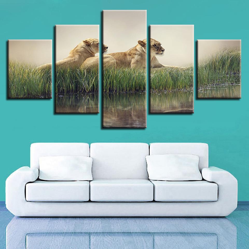 Lion Couple – Animal Canvas Wall Art