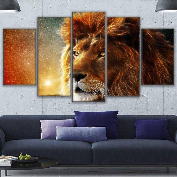 Lion Gaze 5 – Animal Canvas Wall Art