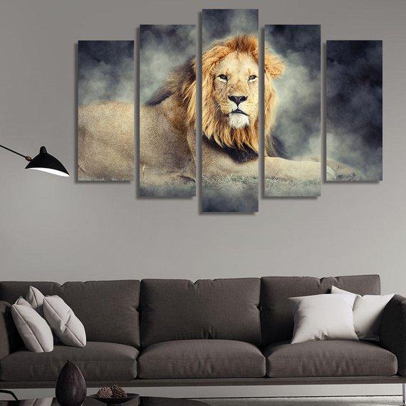 Lion In The Night – Animal Canvas Wall Art