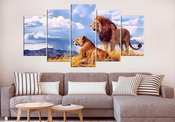Lion Lioness 2 – Animal Canvas Wall Art