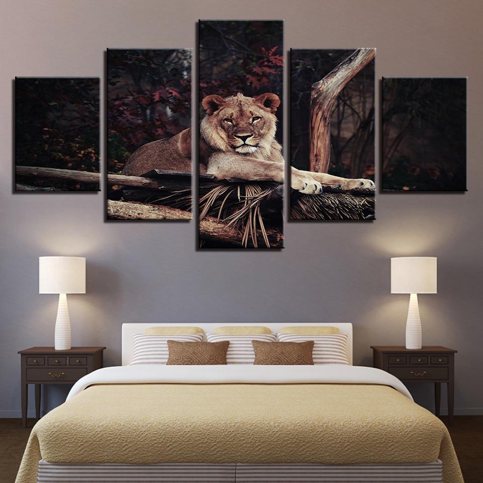 Lion Night View – Animal Canvas Wall Art