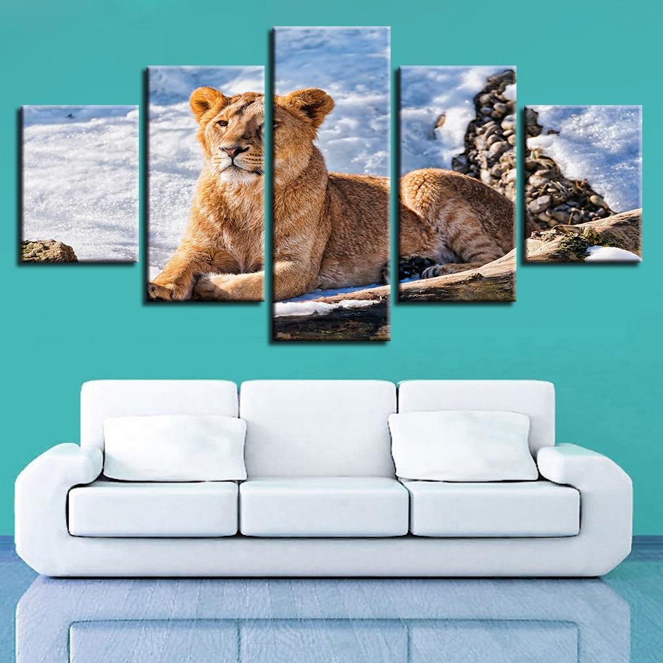 Lion Snow – Animal Canvas Wall Art