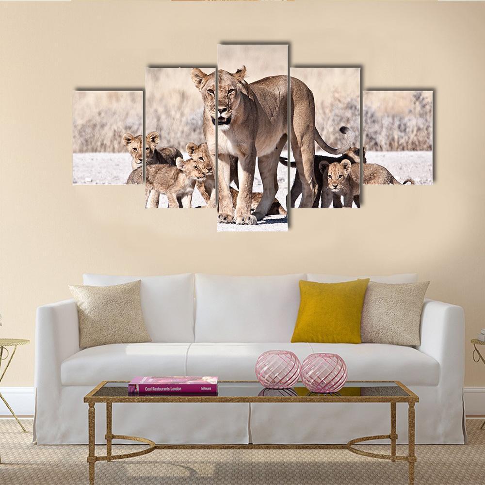 Lioness And Cubs – Animal Canvas Wall Art