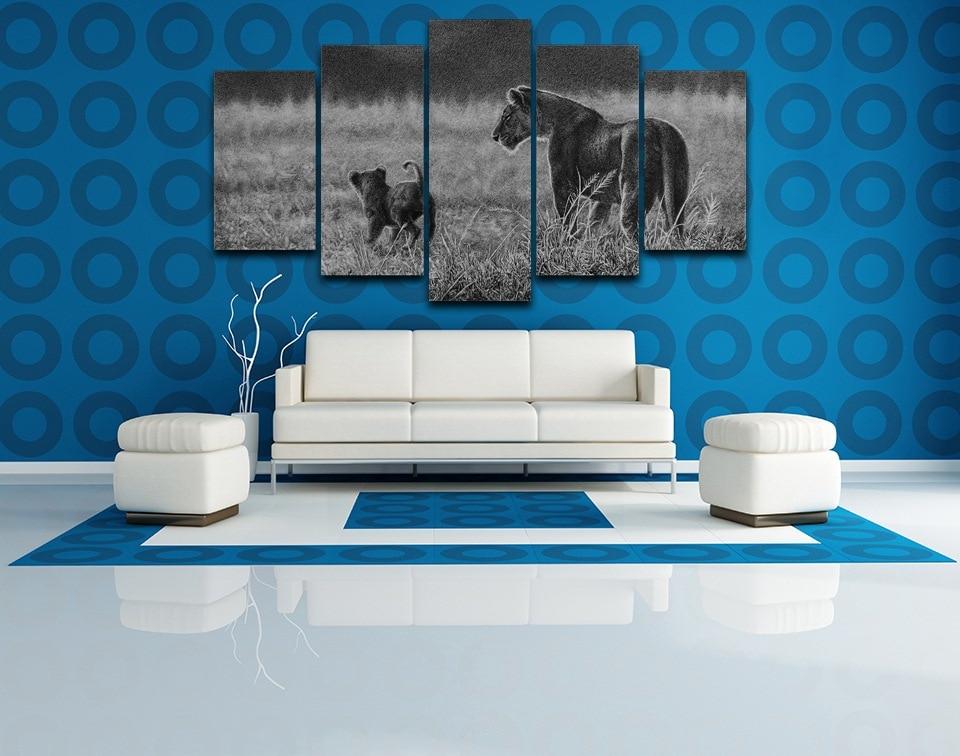 Lions Mother And Son – Animal Canvas Wall Art