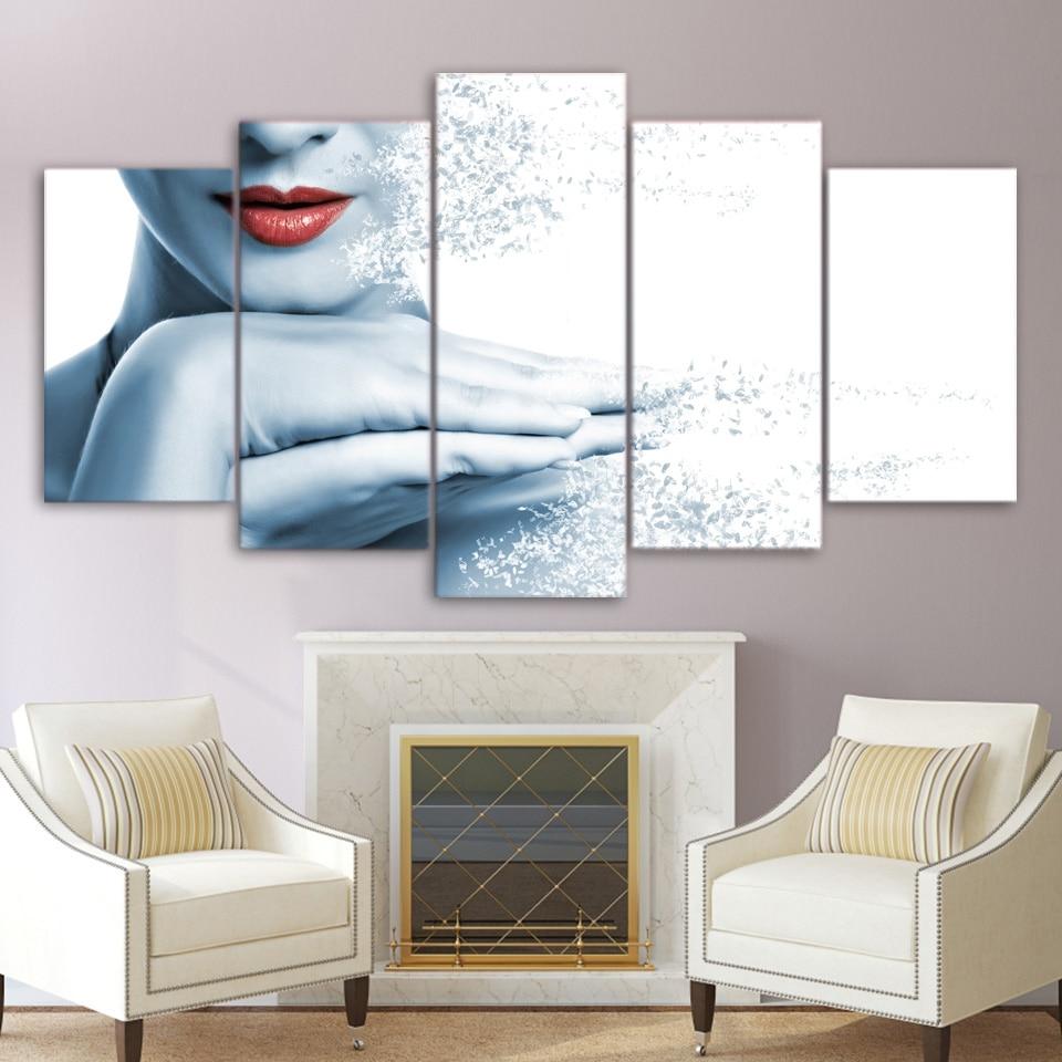 Lips Woman Disintegrating – Abstract Canvas Wall Art