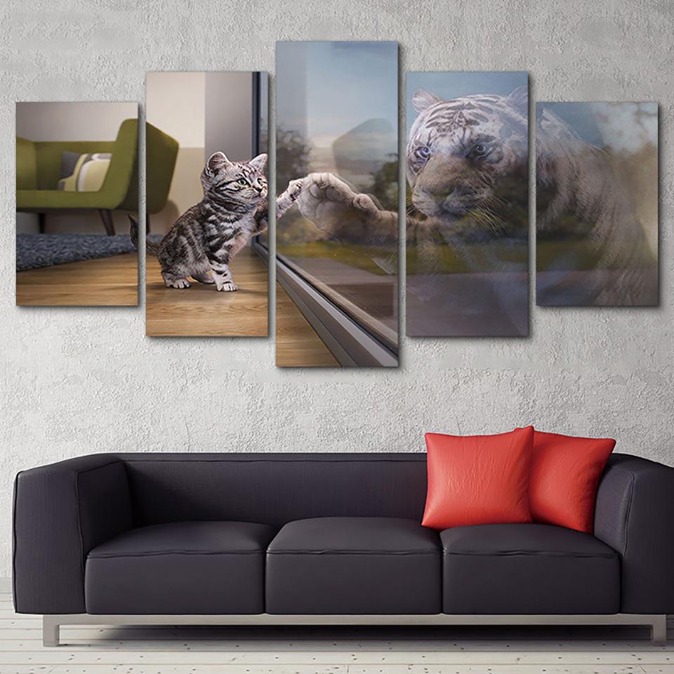Little Cats And Tiger – Animal Canvas Wall Art
