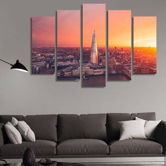 London Skyline At Sunset 03 – Nature Canvas Wall Art