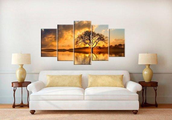 Lone Tree In Lake – Nature Canvas Wall Art