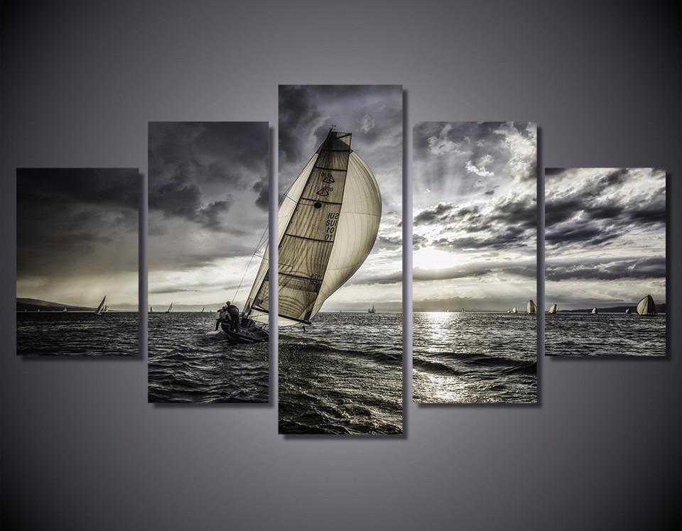 Lonely Sails Drifter Sailboat – Nature Canvas Wall Art