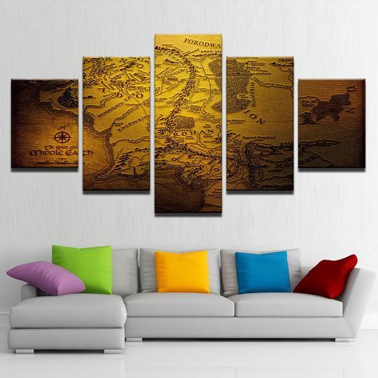Lord Of The Rings Map Of Middle Earth Movie Canvas Wall Art