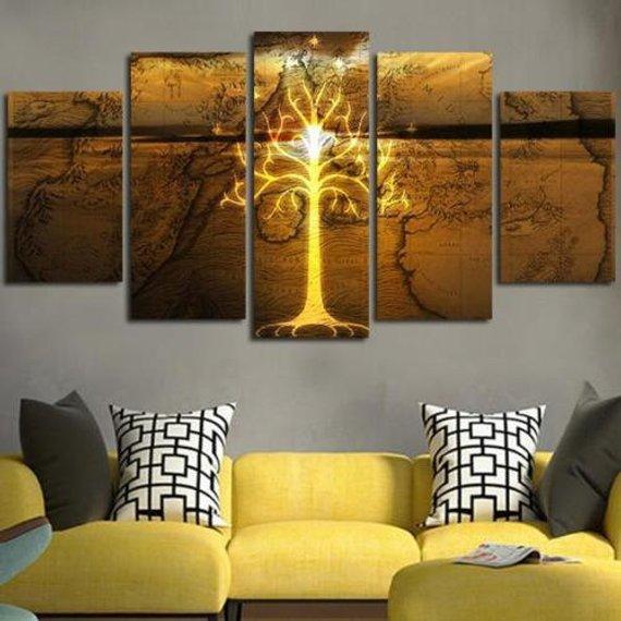 Lord Of The Rings Map Tree – Movie Canvas Wall Art