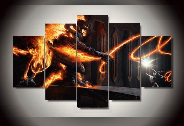 Lord Of The Rings Gandalf V Balrog Movie Canvas Wall Art