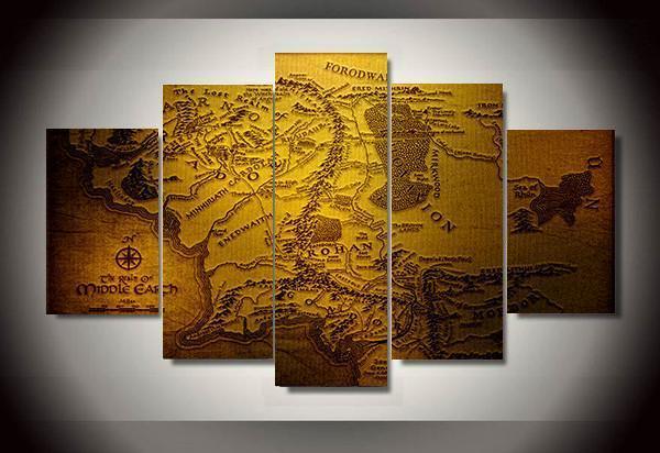 Lord Of The Rings – Middle Earth Map – Movie Canvas Wall Art