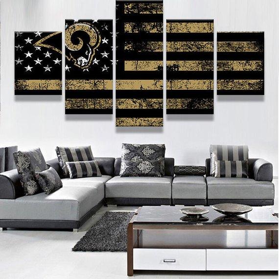 Los Angeles Rams Football Flag – Abstract Canvas Wall Art