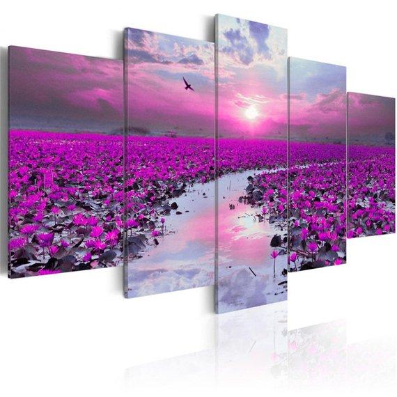 Lotus Flowers Sun Pink – Nature Canvas Wall Art