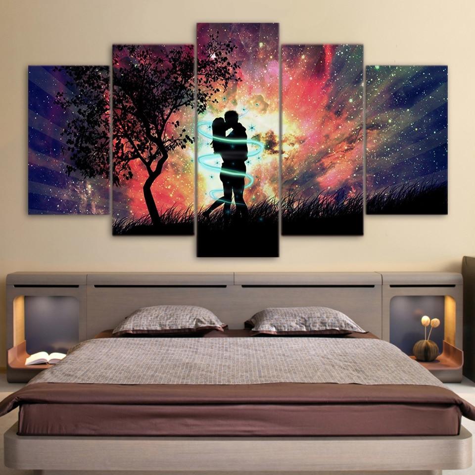Love Couple Kiss In Sunset – Abstract Canvas Wall Art