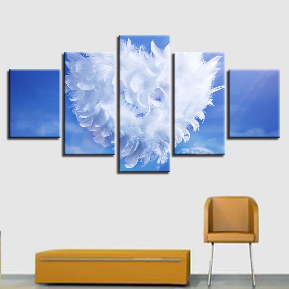 Love Feather Blue Sky – Abstract Canvas Wall Art