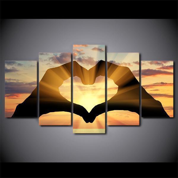 Love Hands Sunset Together Shape Of Heart Sunset Gulf Nature – Canvas Wall Art Love Hands Sunset Together Shape Of Heart Sunset Gulf Nature – Canvas Wall Art