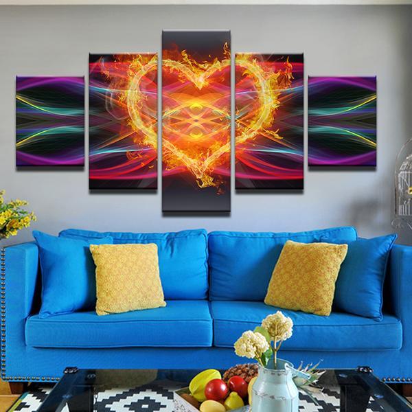 Love Heart Fire Sparks – Abstract Canvas Wall Art