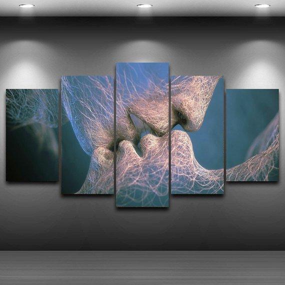 Love Kiss Abstract Canvas Wall Art