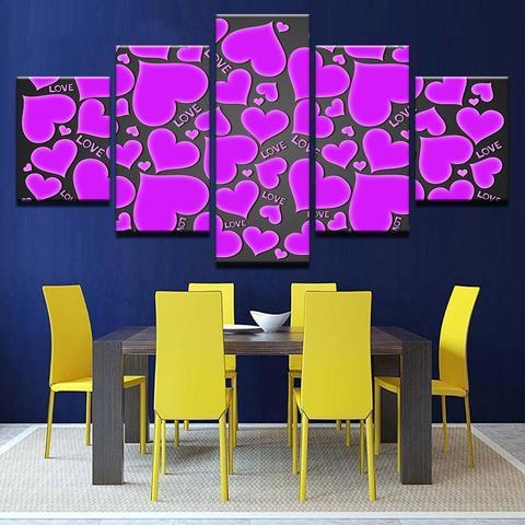 Love Purple Hearts – Abstract Canvas Wall Art