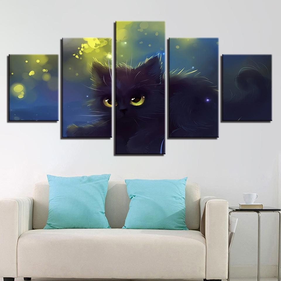 Lovely Big Eyes Black Cat – Animal Canvas Wall Art