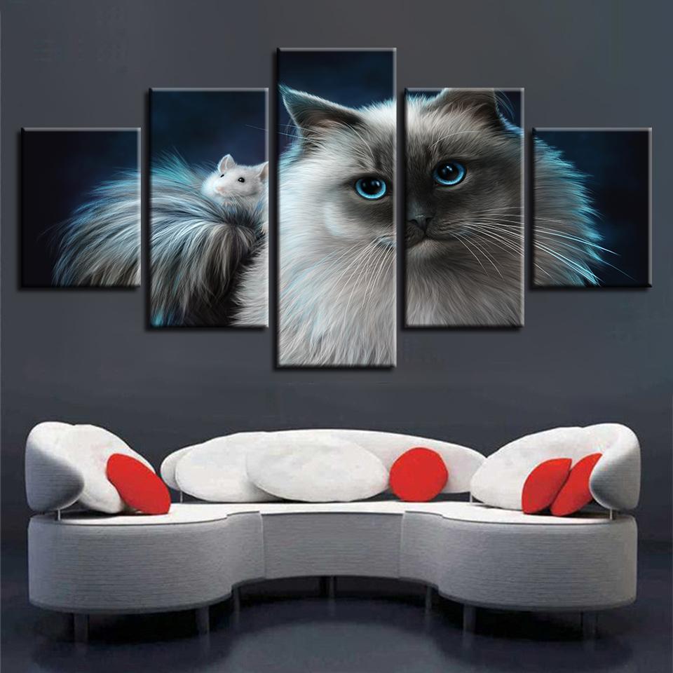 Lovely Cat And Mouse – Animal Canvas Wall Art