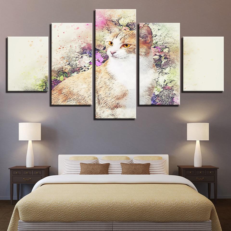 Lovely Cats And Beautiful Flower – Animal Canvas Wall Art