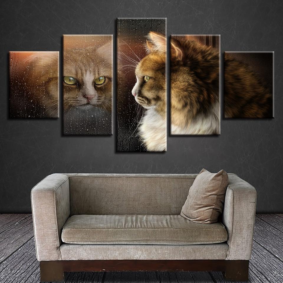Lovely Cats Animals And Its Shadow – Animal Canvas Wall Art