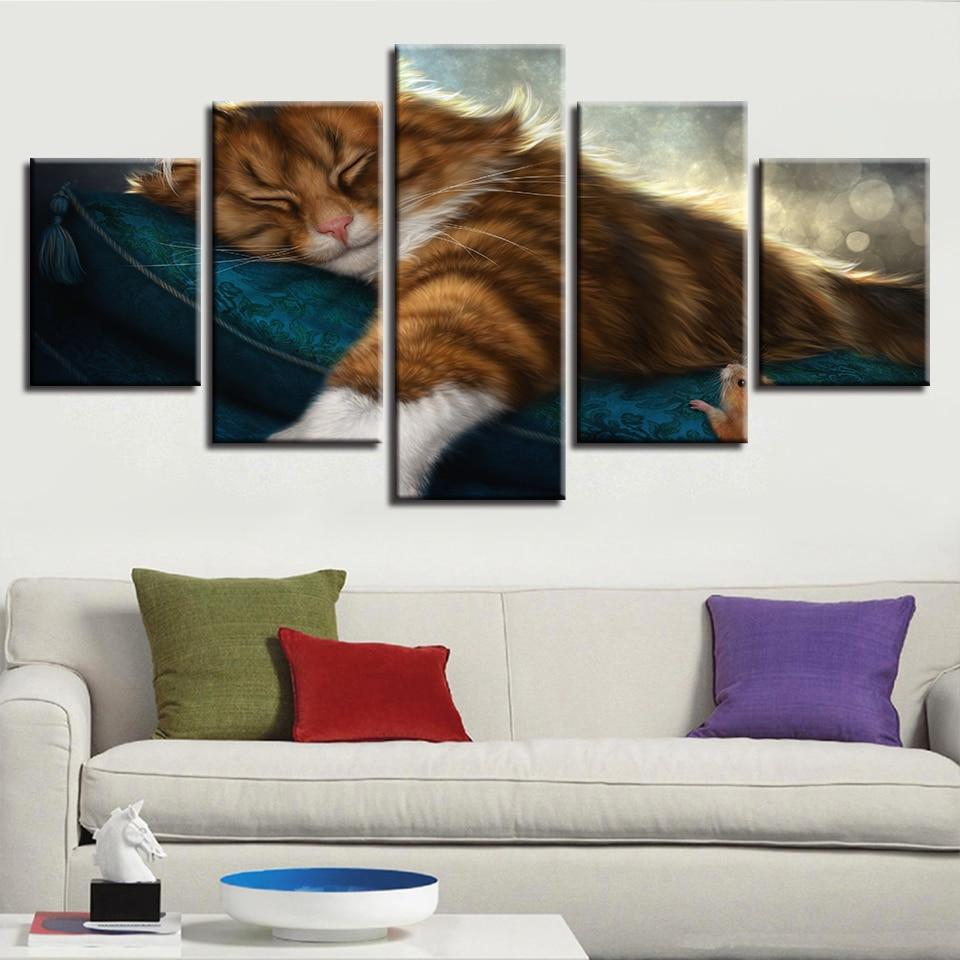 Lovely Cats In The Sleeping – Animal Canvas Wall Art