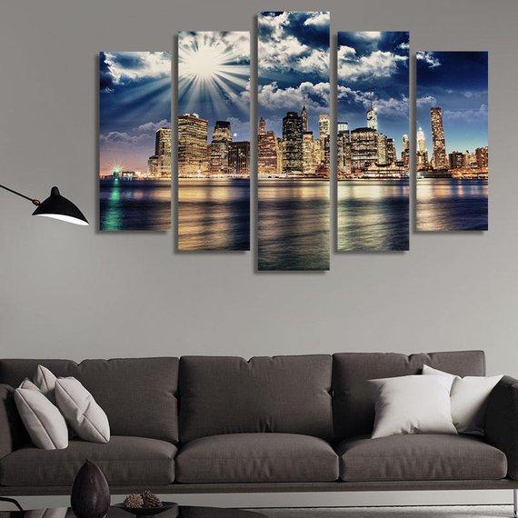 Lower Manhattan Skyline – Nature Canvas Wall Art