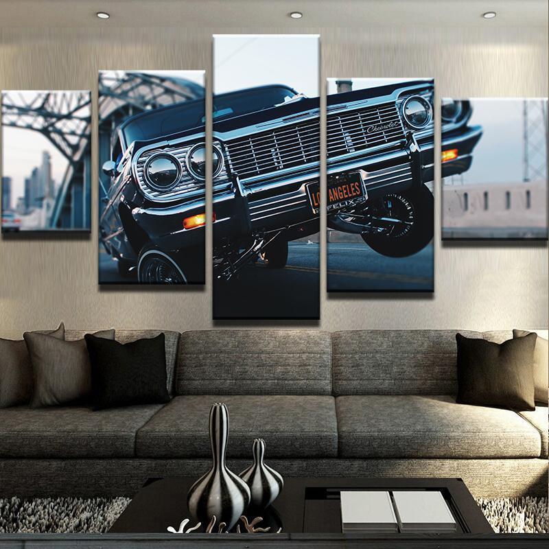 Lowrider Hop Car And Motor Canvas Wall Art
