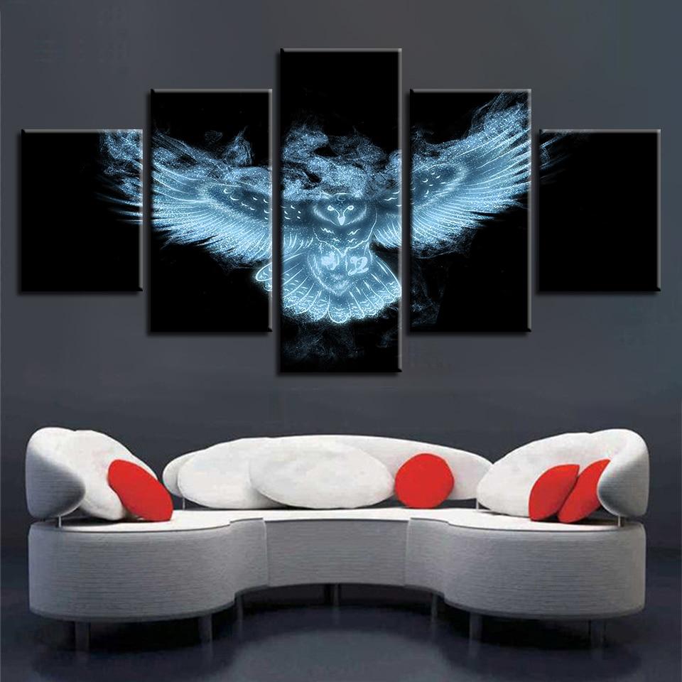 Luminous Animal Owl Night View – Abstract Canvas Wall Art