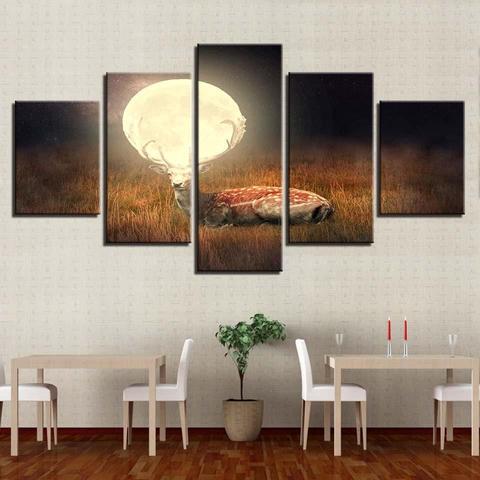 Lunar Deer – Abstract Animal Canvas Wall Art