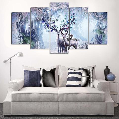 Magical Deer – Abstract Animal Canvas Wall Art