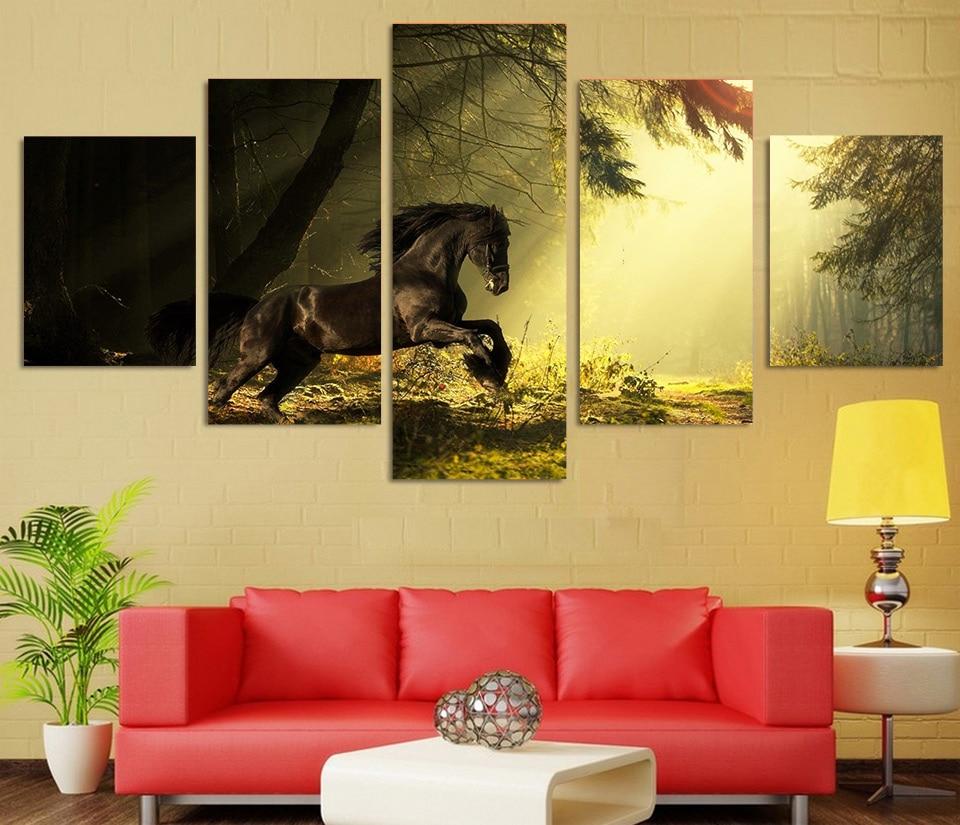 Majestic Horse Training The Forest – Animal Canvas Wall Art
